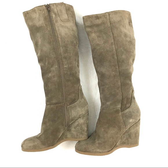 nine west suede wedge boots